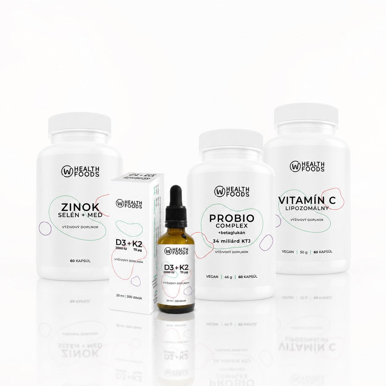wHealth Imunita - Vitamín D3K2, Zinok, Vitamín C, Probio Complex