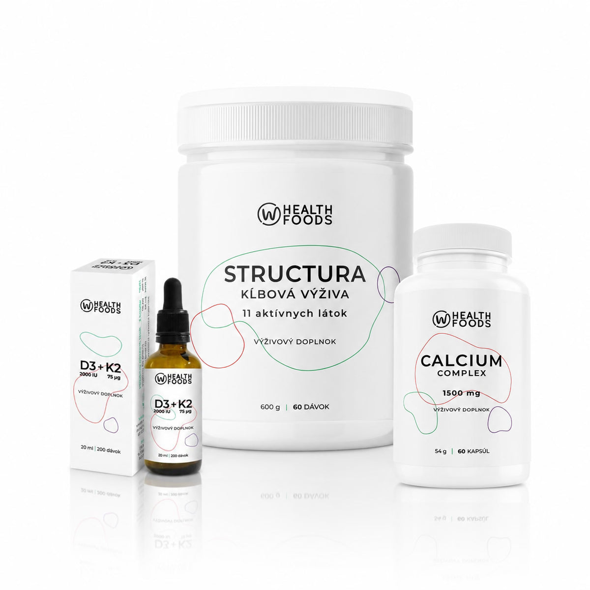 wHealth Kosti & Kĺby - Kĺbová výživa, Calcium complex, Vitamín D3 + K2